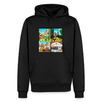 Sloth Cafe - Men’s Premium Organic Hoodie - black - Front - Nico (187cm)