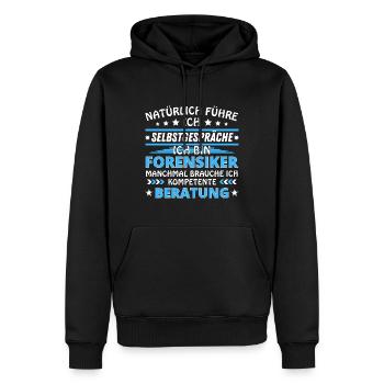 Ich führe Selbstgespräche - Forensiker Edition - Männer Premium Bio Hoodie - Schwarz - Vorne - Nico (187cm)