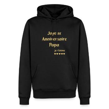 Joyeux anniversaire papa je t'aime - Sweat à capuche Premium bio Homme - noir - Devant - Nico (187cm)