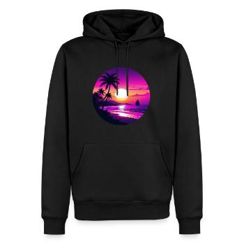 Vacances à la voile au coucher du soleil rétro tropical - Sweat à capuche Premium bio Homme - noir - Devant - Nico (187cm)