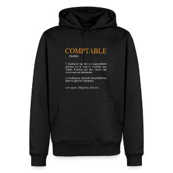 Humour Comptable Cadeau Comptable Comptabilité Gén - Sweat à capuche Premium bio Homme - noir - Devant - Nico (187cm)