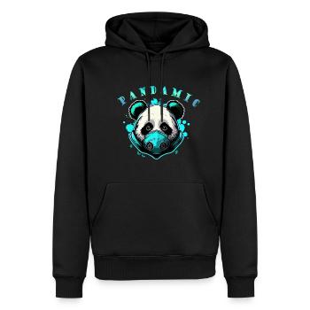 Panda-Pandamic Blau - Männer Premium Bio Hoodie - Schwarz - Vorne - Nico (187cm)
