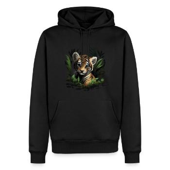 Baby Tiger Wildkatze Jungle - Männer Premium Bio Hoodie - Schwarz - Vorne - Nico (187cm)
