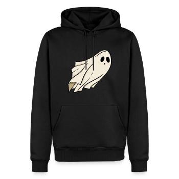 Halloween fantôme - Sweat à capuche Premium bio Homme - noir - Devant - Nico (187cm)