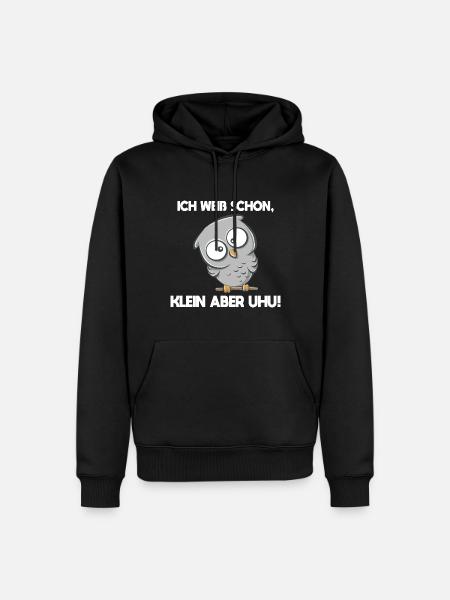 Eule klein aber UHU - Männer Premium Bio Hoodie - Schwarz