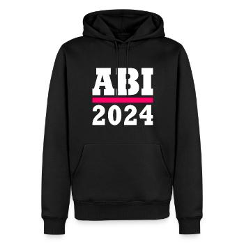 Abi 2024 - Männer Premium Bio Hoodie - Schwarz - Vorne - Nico (187cm)