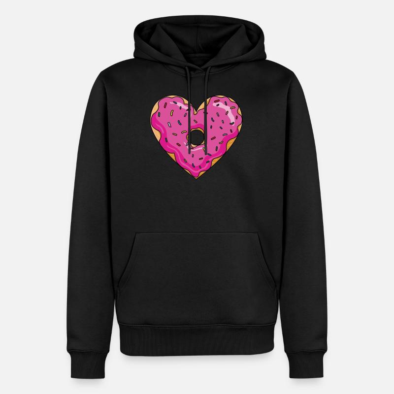 Donut Herz - Männer Premium Bio Hoodie - Schwarz
