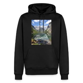Montagne et lac en Bavière - Sweat à capuche Premium bio Homme - noir - Devant - Nico (187cm)