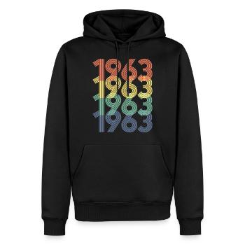 Cool Retro 1963, 60 ans, cadeau de 60e anniversaire - Sweat à capuche Premium bio Homme - noir - Devant - Nico (187cm)