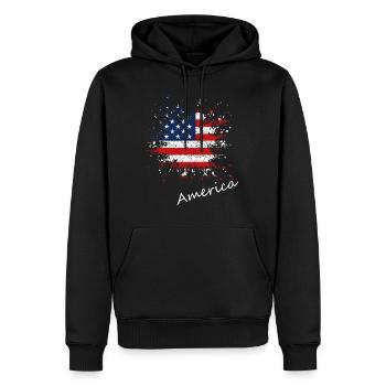 America Splash Vintage - Männer Premium Bio Hoodie - Schwarz - Vorne - Nico (187cm)