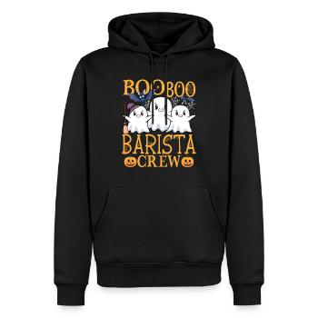 Barista uu Drôle barista - Sweat à capuche Premium bio Homme - noir - Devant - Nico (187cm)
