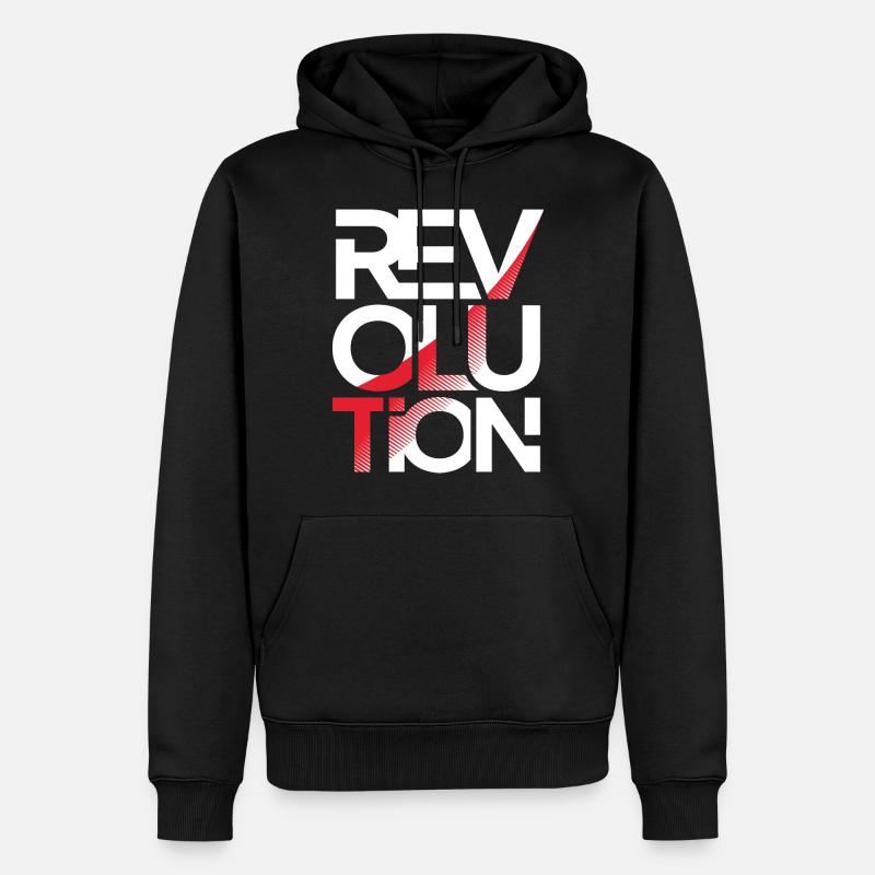 «Revolution» - Männer Premium Bio Hoodie - Schwarz