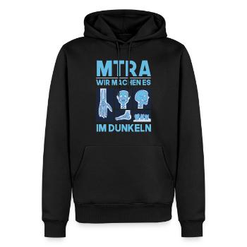 MTRA wir machen es um Dunkeln Radiologie - Männer Premium Bio Hoodie - Schwarz - Vorne - Nico (187cm)