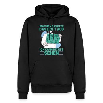 Machen Sie das Licht aus, ich kann nichts sehen - Männer Premium Bio Hoodie - Schwarz - Vorne - Nico (187cm)