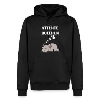 En attente de bullrun tshirt blanc - Sweat à capuche Premium bio Homme - noir - Devant - Nico (187cm)