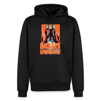 Basset Hound Dog avec lunettes de soleil - Sweat à capuche Premium bio Homme - noir - Devant - Nico (187cm)