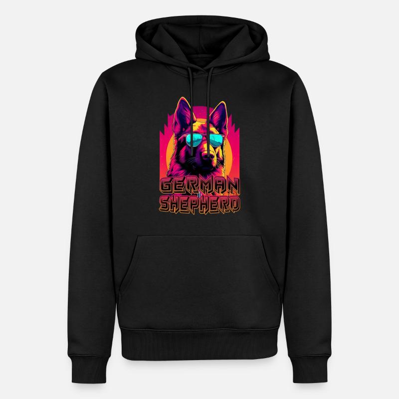 Deutscher Schäferhund mit Sonnenbrille - Männer Premium Bio Hoodie - Schwarz