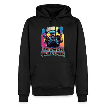 French Bulldog Wearing Sunglasses And Headphones - Men’s Premium Organic Hoodie - black - Front - Nico (187cm)