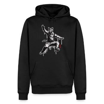 Jumping Cat - Männer Premium Bio Hoodie - Schwarz - Vorne - Nico (187cm)