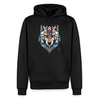 Wolf Spirit Animal - Männer Premium Bio Hoodie - Schwarz - Vorne - Nico (187cm)