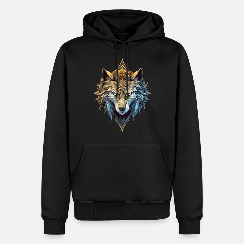 Toller Wolf - Männer Premium Bio Hoodie - Schwarz