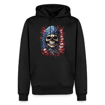 Flag of Pride: American Skull - Men’s Premium Organic Hoodie - black - Front - Nico (187cm)