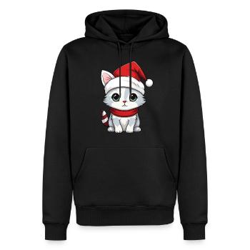 Chat Noël Chat De Noël Mignon Joyeux Catmas - Sweat à capuche Premium bio Homme - noir - Devant - Nico (187cm)
