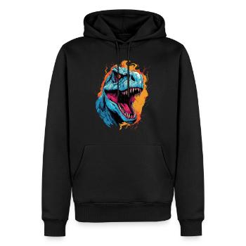 T-Rex Dinosaur Dino Tyrannosaurus Rex Vintage - Men’s Premium Organic Hoodie - black - Front - Nico (187cm)
