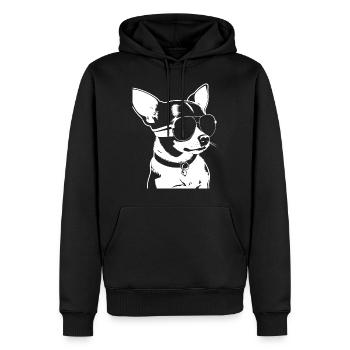 Chihuahua drôle portant des lunettes de soleil Chihuahuas - Sweat à capuche Premium bio Homme - noir - Devant - Nico (187cm)