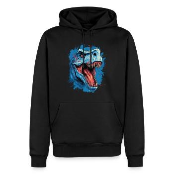 T-Rex Dinosaur Dino Tyrannosaurus Rex Vintage - Men’s Premium Organic Hoodie - black - Front - Nico (187cm)