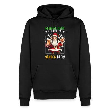 Weihnachtsmann Bier Saufen Alkohol Weihnachten - Männer Premium Bio Hoodie - Schwarz - Vorne - Nico (187cm)