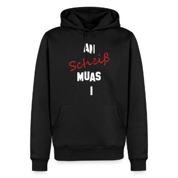 an scheiß muas i - Männer Premium Bio Hoodie - Schwarz - Vorne - Nico (187cm)