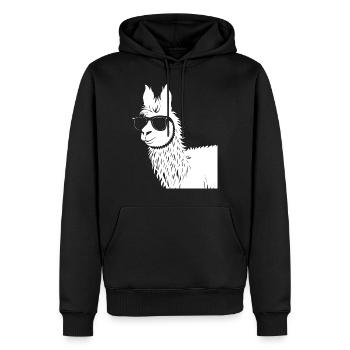Funny Llama Wearing Sunglasses Cool Llamas - Men’s Premium Organic Hoodie - black - Front - Nico (187cm)