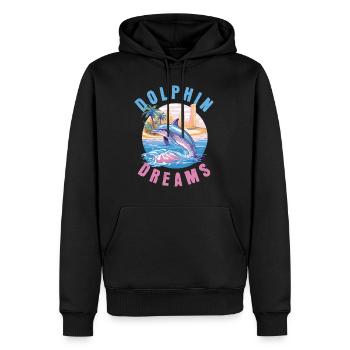 Dauphin Été Soleil Plage Mer Palmiers Vacances - Sweat à capuche Premium bio Homme - noir - Devant - Nico (187cm)