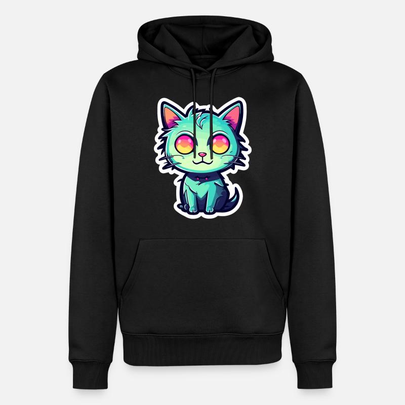 Illustration de chat mignon - Sweat à capuche Premium bio Homme - noir