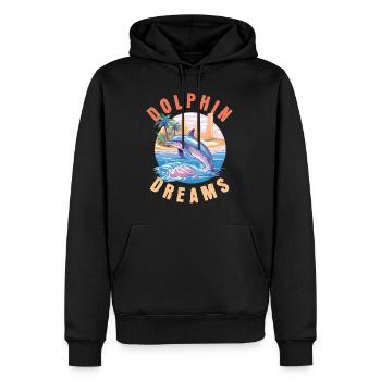 Dauphin Été Soleil Plage Mer Palmiers Vacances - Sweat à capuche Premium bio Homme - noir - Devant - Nico (187cm)
