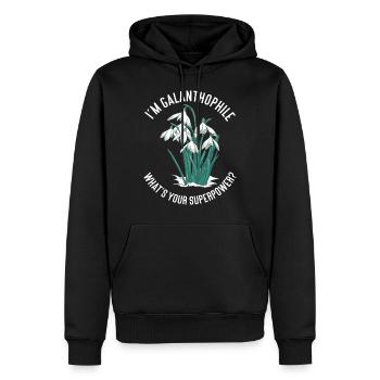 Perce-neige Galanthus Je suis Galanthophile - Sweat à capuche Premium bio Homme - noir - Devant - Nico (187cm)