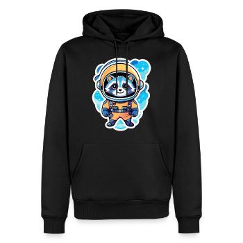 Waschbär Astronaut Illustration - Männer Premium Bio Hoodie - Schwarz - Vorne - Nico (187cm)