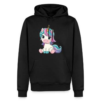 Einhorn Süß Niedlich Baby Kinder Einhörner Cartoon - Männer Premium Bio Hoodie - Schwarz - Vorne - Nico (187cm)