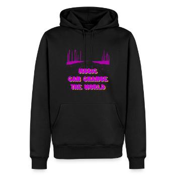 Music can change the world (Changer le monde) - Sweat à capuche Premium bio Homme - noir - Devant - Nico (187cm)