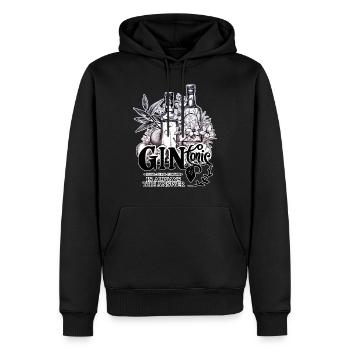 Dry Gin Botanicals black and white - Männer Premium Bio Hoodie - Schwarz - Vorne - Nico (187cm)