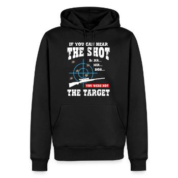 Vous n’étiez pas la cible - Sniper - Sweat à capuche Premium bio Homme - noir - Devant - Nico (187cm)