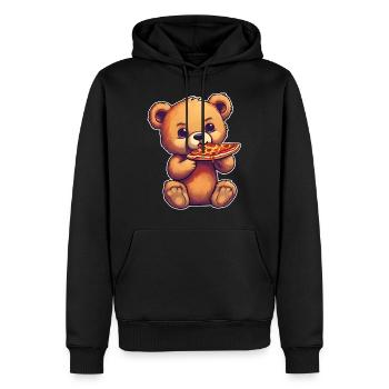 L’ours en peluche adore la pizza - Sweat à capuche Premium bio Homme - noir - Devant - Nico (187cm)