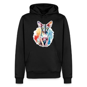Sphynx Katze Wasserfarben - Männer Premium Bio Hoodie - Schwarz - Vorne - Nico (187cm)