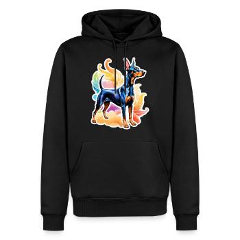 Dobermann Wasserfarben - Männer Premium Bio Hoodie - Schwarz - Vorne - Nico (187cm)