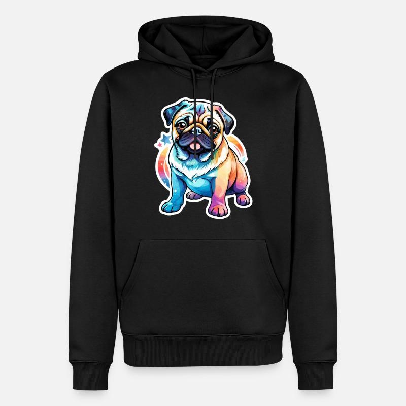 Aquarelles de carlin - Sweat à capuche Premium bio Homme - noir