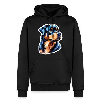 Aquarelles Rottweiler - Sweat à capuche Premium bio Homme - noir - Devant - Nico (187cm)