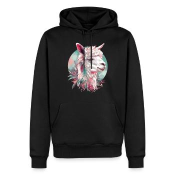 Alpaca Llama Animal Nature Zoo Andes Inca Colorful Art - Men’s Premium Organic Hoodie - black - Front - Nico (187cm)