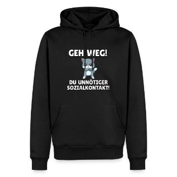 Geh weg du unnötiger Sozialkontakt - Männer Premium Bio Hoodie - Schwarz - Vorne - Nico (187cm)