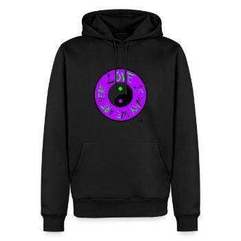 Love is - Sweat à capuche Premium bio Homme - noir - Devant - Nico (187cm)